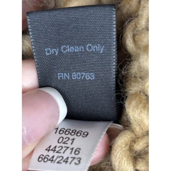 Moda International Poncho HIPPIE BOHO Cable K Wool M/L Fringe Shaggy Tan 70s 80s - Picture 4 of 8